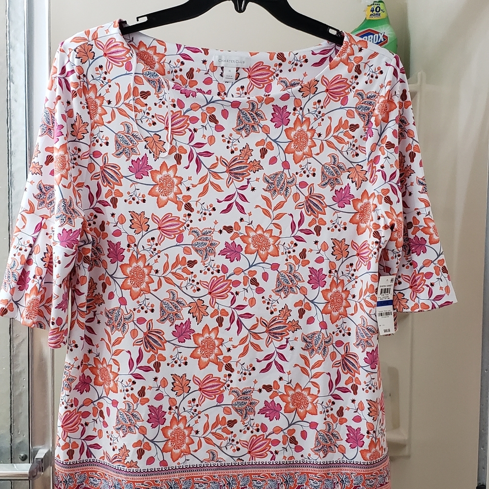 NWT Charter Club Multicolored Blouse XL $55